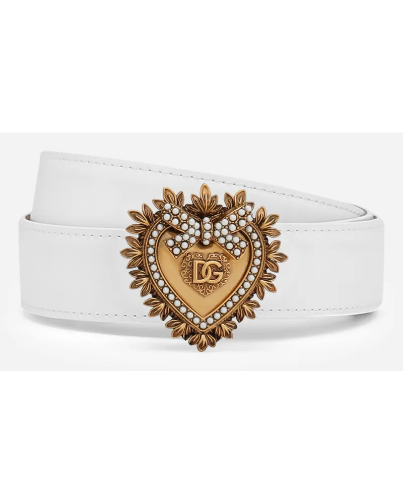 Dolce & Gabbana Cintura Devotion In Cuoio - Donna Cinture Bianco Pelle Bianco