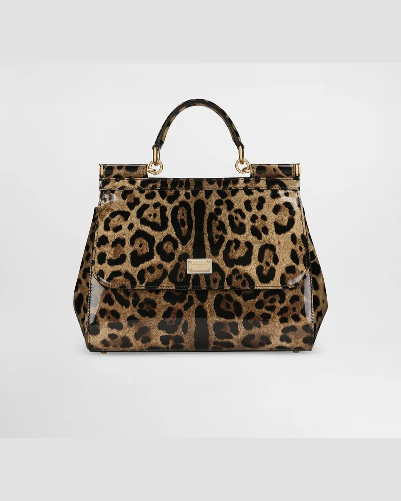 Dolce & Gabbana Borsa A Mano Sicily Grande - Donna Borse A Mano Stampa Animalier Pelle Leo