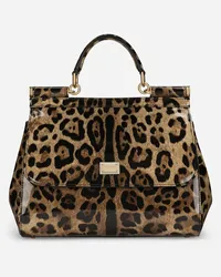 Dolce & Gabbana Borsa A Mano Sicily Grande - Donna Borse A Mano Stampa Animalier Pelle Leo