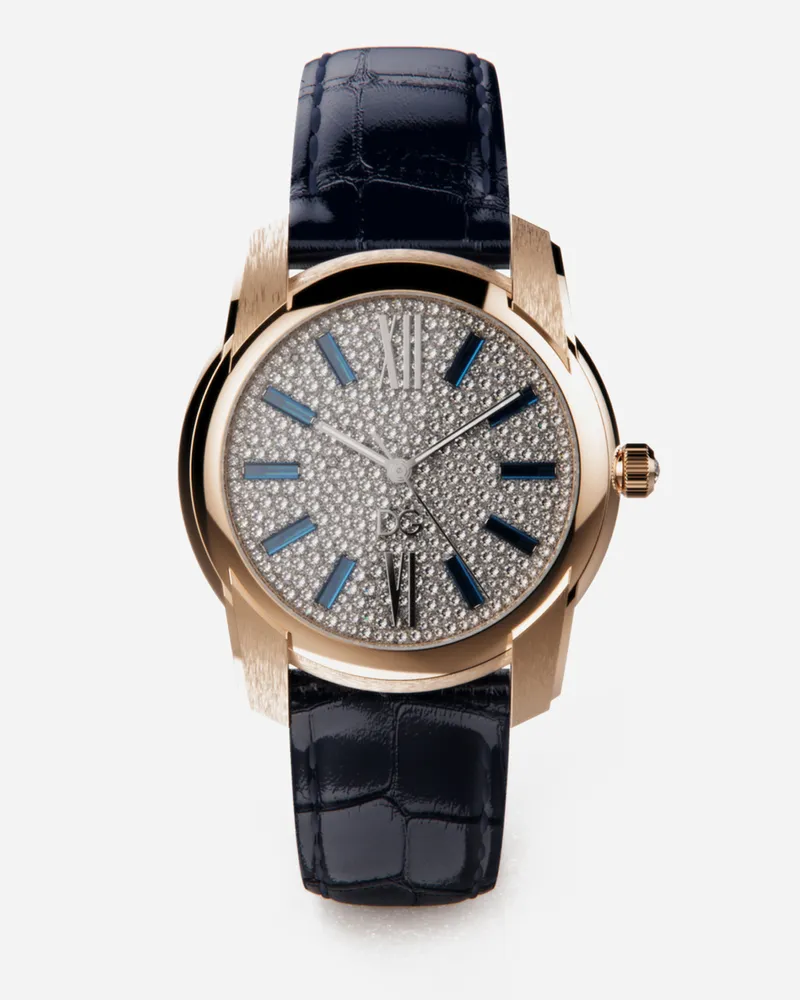 Dolce & Gabbana Orologio Oro E Pavé Di Diamanti - Uomo Orologi Blu/oro Rosa Blu