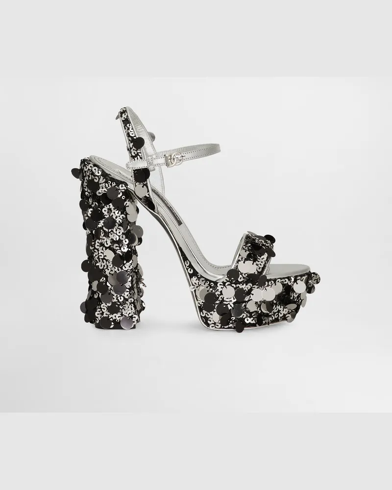 Dolce & Gabbana Sandalo Platform Con Paillettes - Donna Sandali E Zeppe Argento Argento