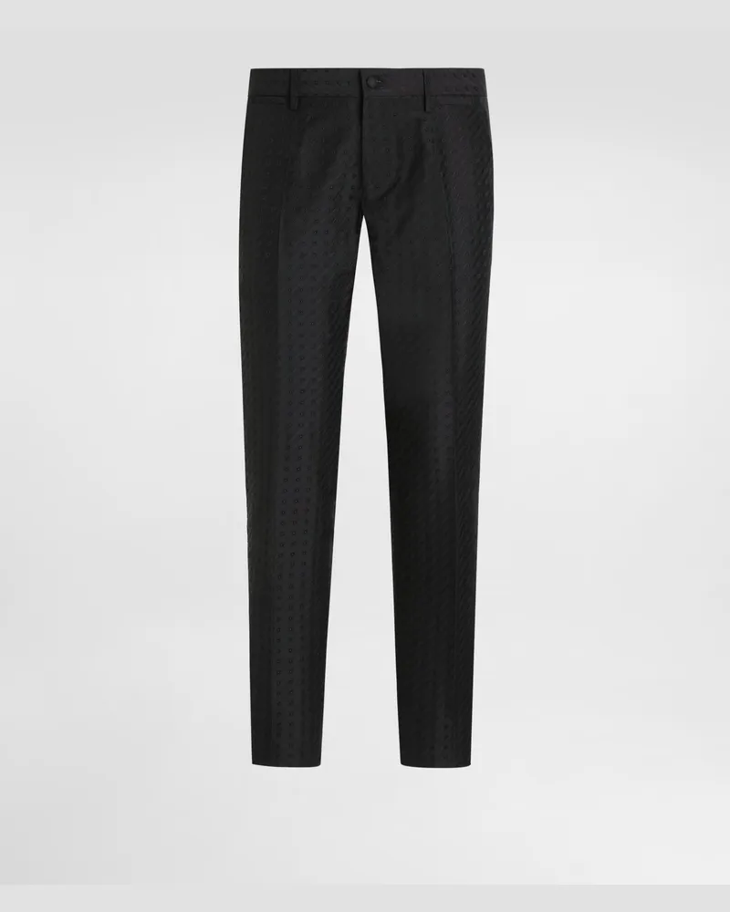 Dolce & Gabbana Pantaloni In Jacquard Con Microdisegno - Uomo Collection Nero Nero
