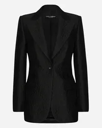 Dolce & Gabbana Giacca Turlington Monopetto In Broccato Floreale - Donna Giacche E Blazer Nero Nero