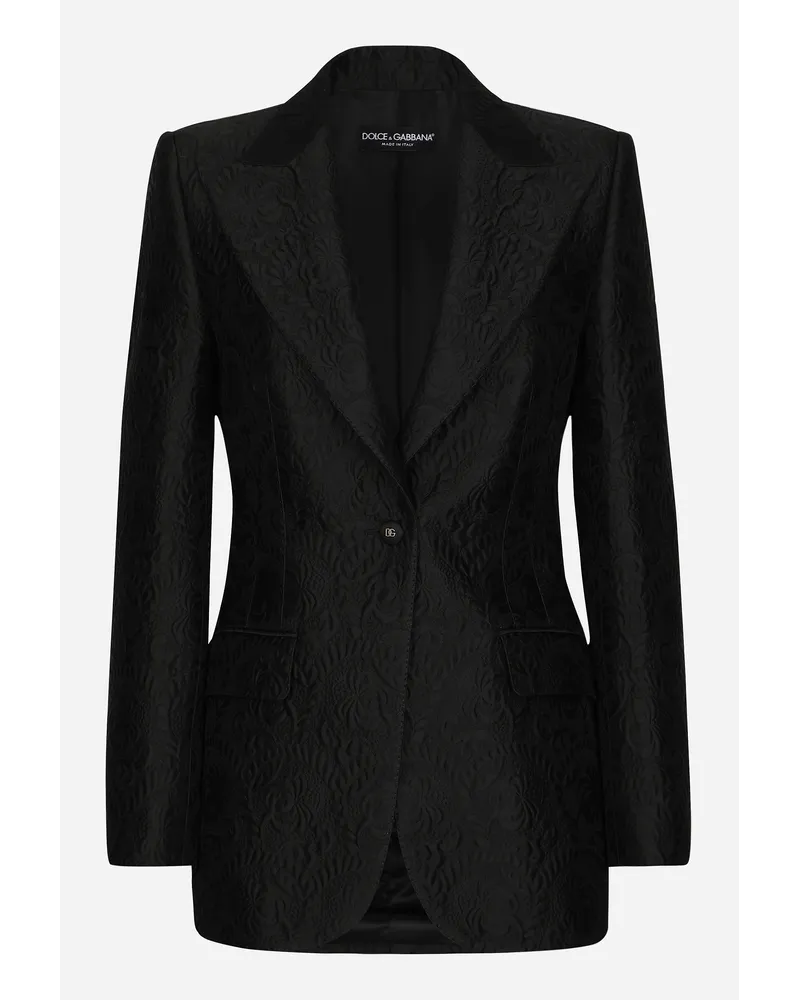 Dolce & Gabbana Giacca Turlington Monopetto In Broccato Floreale - Donna Giacche E Blazer Nero Nero