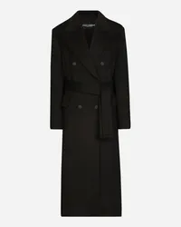 Dolce & Gabbana Cappotto Doppiopetto Con Cintura In Panno Di Cashmere - Donna Cappotti E Giubbotti Nero Nero