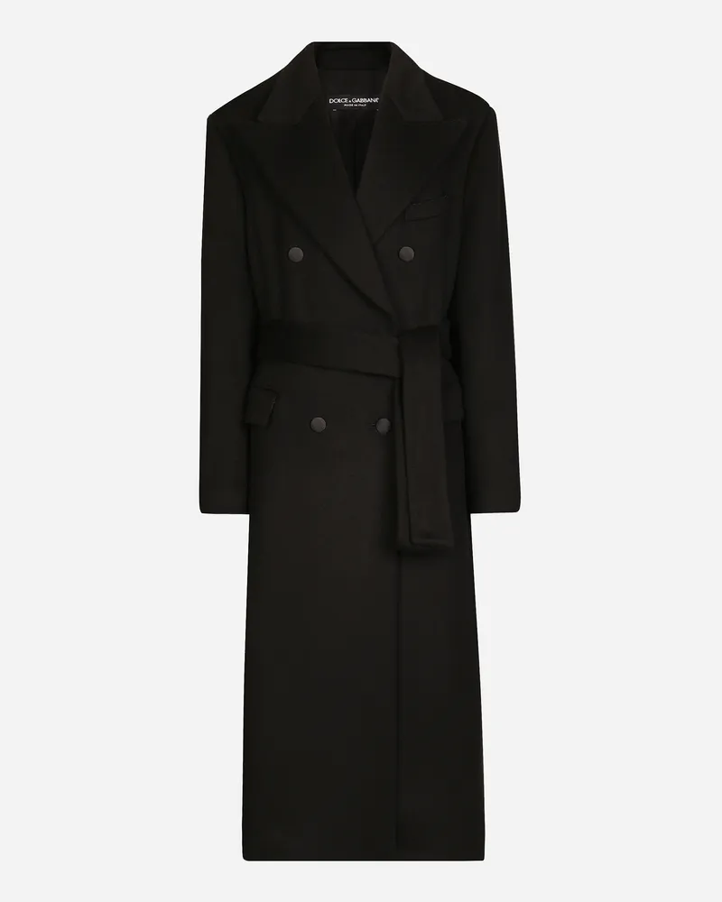 Dolce & Gabbana Cappotto Doppiopetto Con Cintura In Panno Di Cashmere - Donna Cappotti E Giubbotti Nero Nero