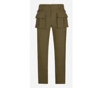 Pantalone In Gabardina Stretch - Uomo Pantaloni E Shorts Beige Cotone