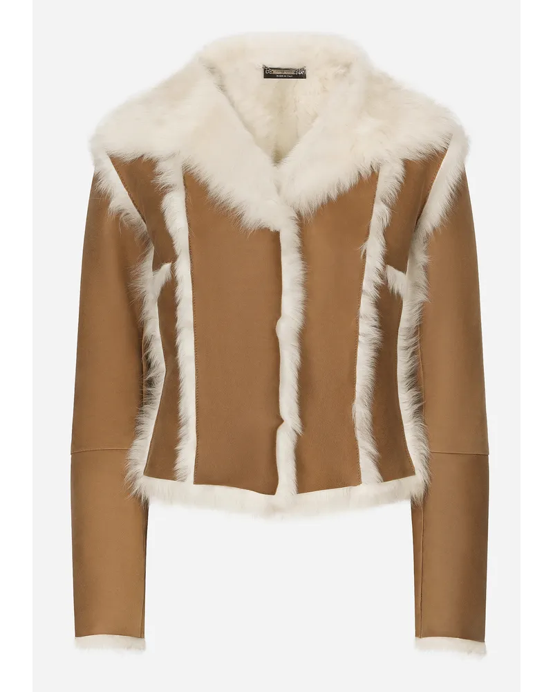 Dolce & Gabbana Giacca Corta In Montone Rovesciato - Donna Giacche E Blazer Beige Pelle Beige