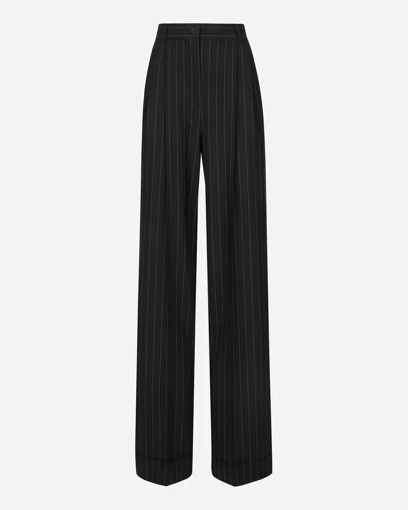 Dolce & Gabbana Pantaloni Flare In Gessato Di Lana - Donna Pantaloni E Shorts Multicolore Rigato