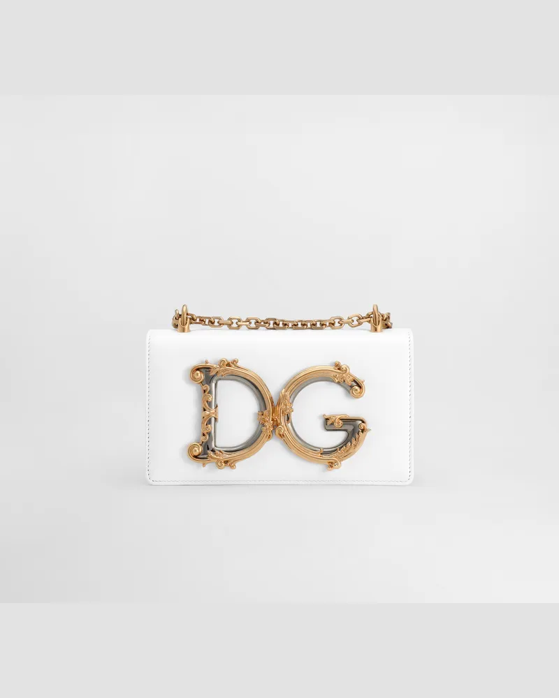Dolce & Gabbana Phone Bag Dg Girls In Pelle Di Vitello - Donna Borse Mini Micro E Pochette Bianco Pelle Bianco