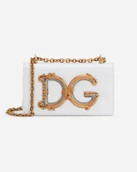 Dolce & Gabbana Phone Bag Dg Girls In Pelle Di Vitello - Donna Borse Mini Micro E Pochette Bianco Pelle Bianco