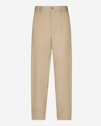 Dolce & Gabbana Pantalone In Popeline Di Cotone - Uomo Pantaloni E Shorts Beige Cotone Sabbia