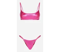 Laminated Bralette Bikini Top - Donna Beachwear Rosa Tessuto