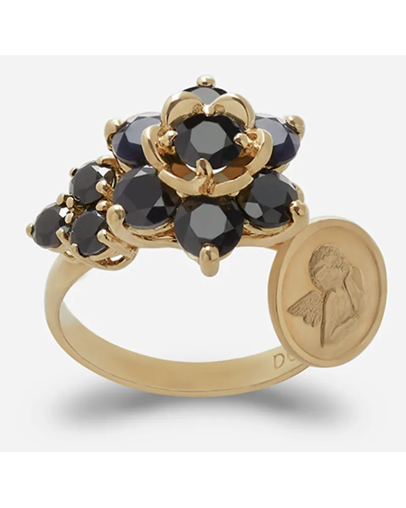 Dolce & Gabbana Anello Sicily Oro Giallo 18 Carati E Zaffiri Neri - Donna Anelli Oro Oro