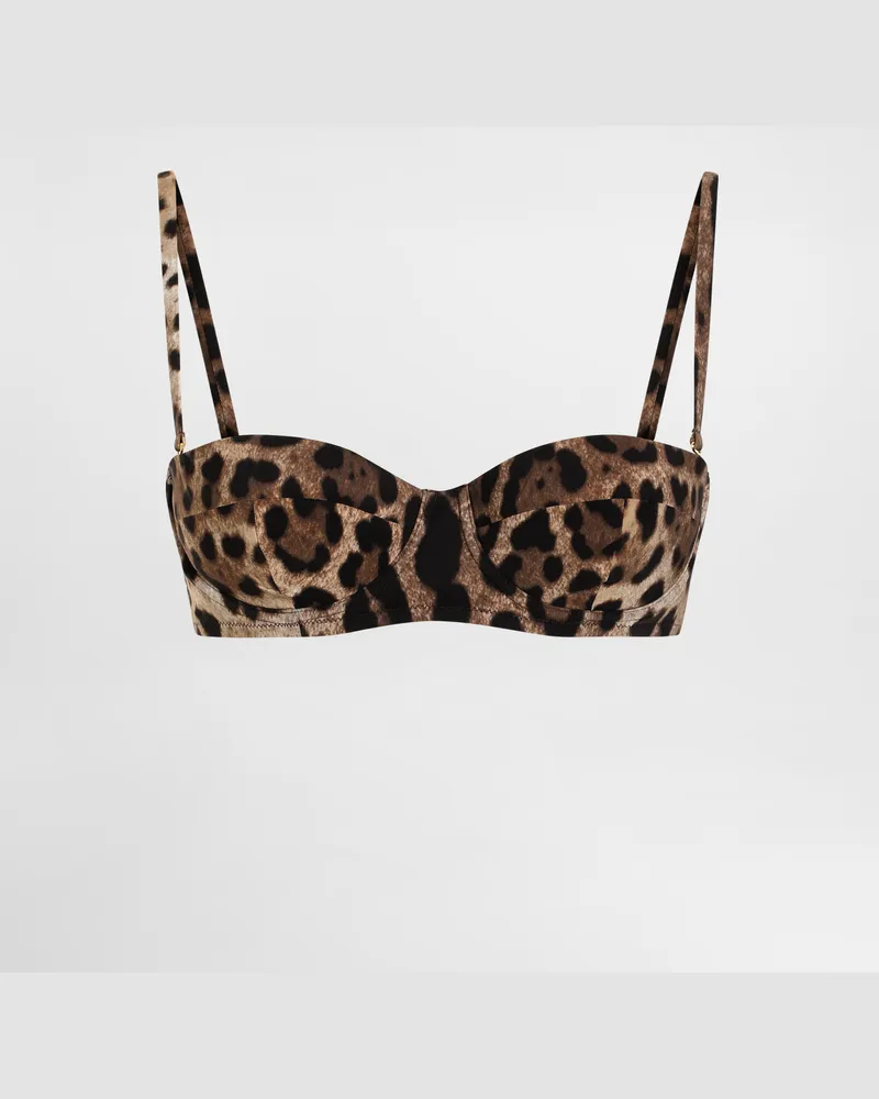 Dolce & Gabbana Reggiseno A Balconcino Da Mare Stampa Leopardo - Donna Beachwear Stampa Animalier Jersey Leo