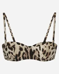 Dolce & Gabbana Reggiseno A Balconcino Da Mare Stampa Leopardo - Donna Beachwear Stampa Animalier Jersey Leo