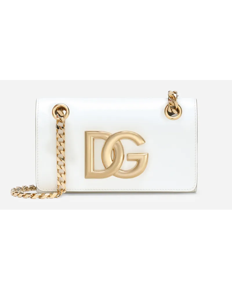 Dolce & Gabbana Phone Bag 3.5 In Pelle Di Vitello Lucida - Donna Borse Mini Micro E Pochette Bianco Pelle Bianco