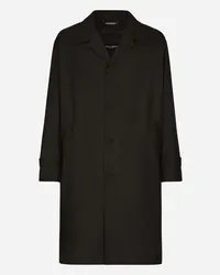 Dolce & Gabbana Trench In Nylon Col Placca Logata - Uomo Cappotti E Giubbotti Nero Tessuto Nero