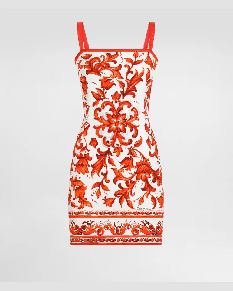 Dolce & Gabbana Abito In Charmeuse Stampa Maiolica - Donna Abiti Multicolore Variante