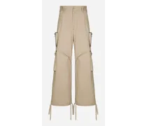 Pantalone Cargo In Gabardina Di Cotone - Uomo Pantaloni E Shorts Beige