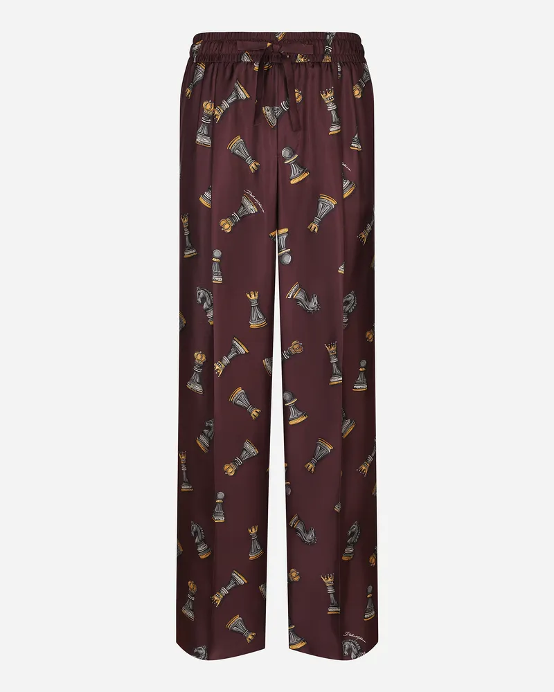 Dolce & Gabbana Pantalone Jogging In Seta - Uomo Pantaloni E Shorts Stampa Stampa