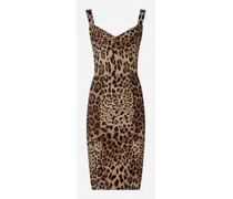 Leopard-print Cady Corset-style Midi Dress - Donna Abiti Stampa Animalier Seta