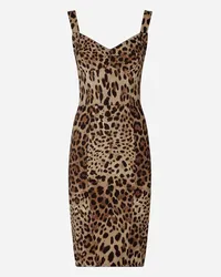 Dolce & Gabbana Leopard-print Cady Corset-style Midi Dress - Donna Abiti Stampa Animalier Seta Leo