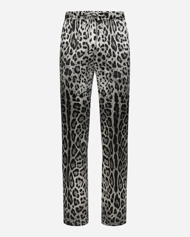 Dolce & Gabbana Pantalone In Raso Stampa Leo - Uomo Pantaloni E Shorts Stampa Stampa