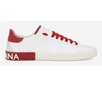 Dolce & Gabbana Sneaker Portofino Vintage In Pelle Di Vitello - Uomo Sneaker Rosso Pelle Bianco