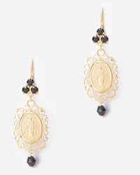 Dolce & Gabbana Sicily Yellow Gold Earrings With Medal Pendant - Donna Orecchini Oro Metallo Oro