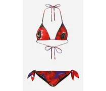 Bikini A Triangolo Stampa Fiore Anemone - Donna Beachwear Stampa