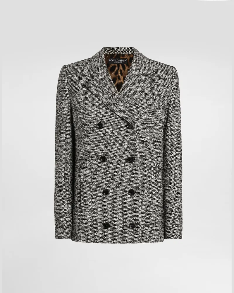 Dolce & Gabbana Cappotto Corto Doppiopetto In Puntinato Misto Lana - Donna Cappotti E Giubbotti Multicolore Fantasia