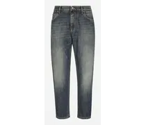 Jeans Loose Denim Stretch Blu Chiaro Lavato - Uomo Denim Multicolore Cotone