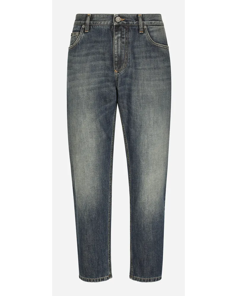 Dolce & Gabbana Jeans Loose Denim Stretch Blu Chiaro Lavato - Uomo Denim Multicolore Cotone Variante