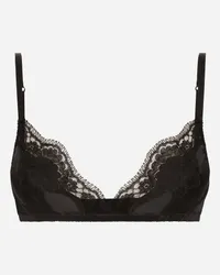 Dolce & Gabbana Reggiseno Soft Cup In Raso Con Pizzo - Donna Nero Seta Nero