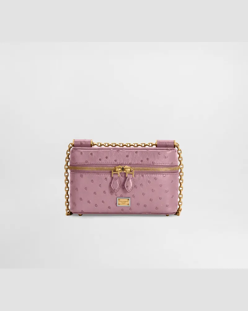 Dolce & Gabbana Borsa A Spalla Sicily Piccola In Pelle Di Struzzo Lucida - Donna Borse A Spalla E Tracolla Rosa Rosa