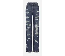 Jeans In Denim Con Rotture - Donna Denim Multicolore Cotone