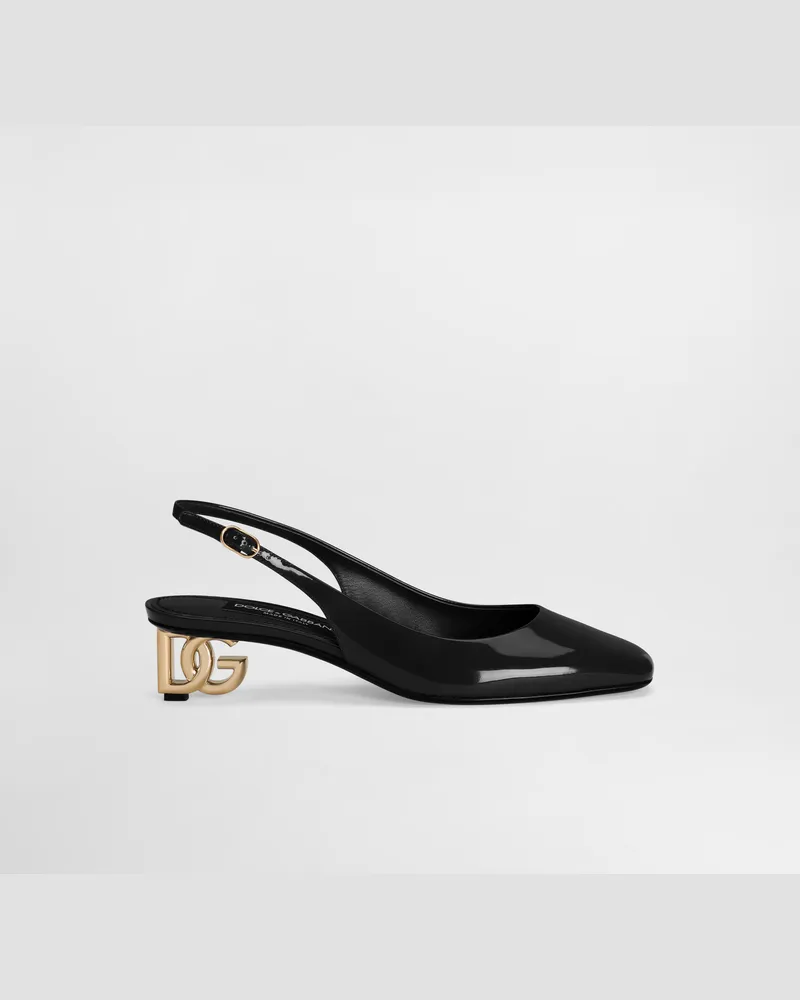Dolce & Gabbana Slingback In Vernice - Donna Décolleté E Slingback Nero Pelle Nero