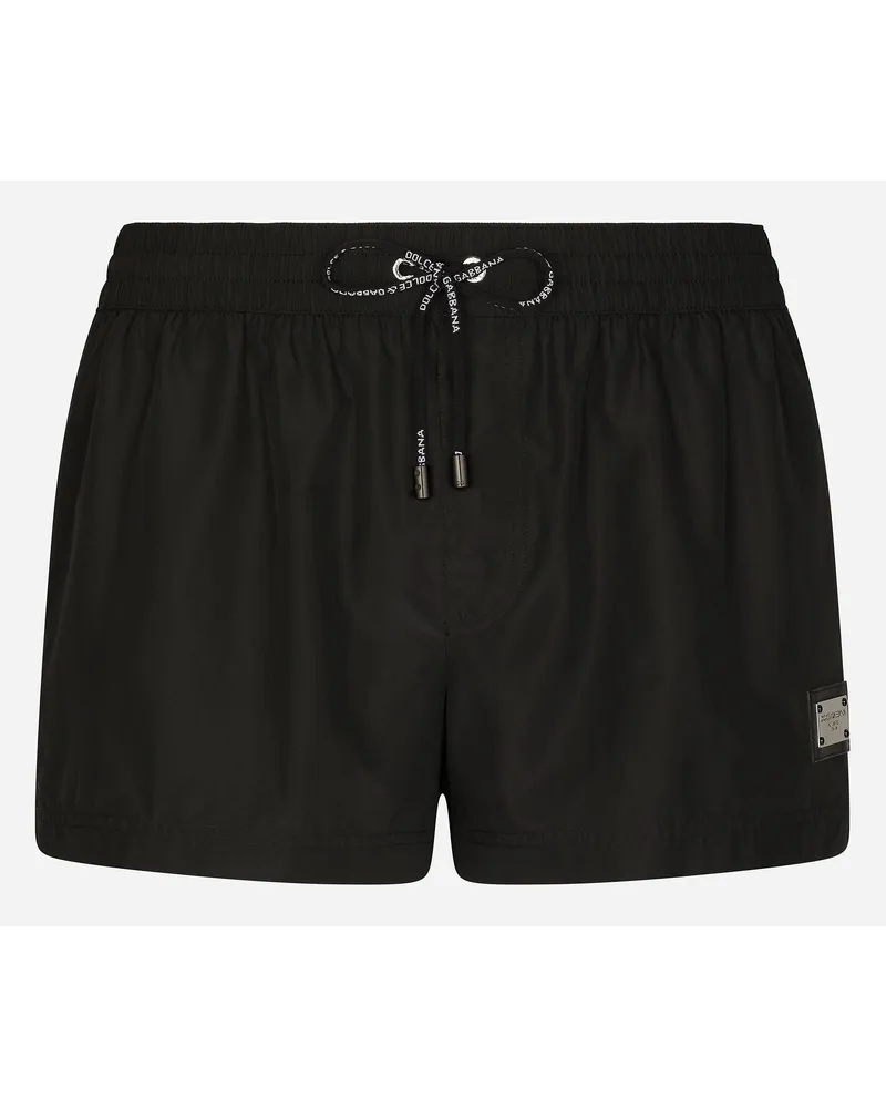 Dolce & Gabbana Boxer Corto - Uomo Beachwear Nero Tessuto Nero