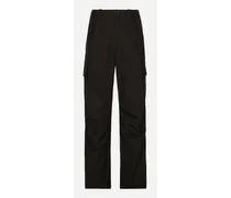 Pantalone Cargo Cotone Con Placca Logata - Uomo Pantaloni E Shorts Nero Cotone