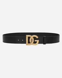 Dolce & Gabbana Lux Leather Belt With Crossover Dg Logo Buckle - Uomo Cinture Multicolore Pelle Moro