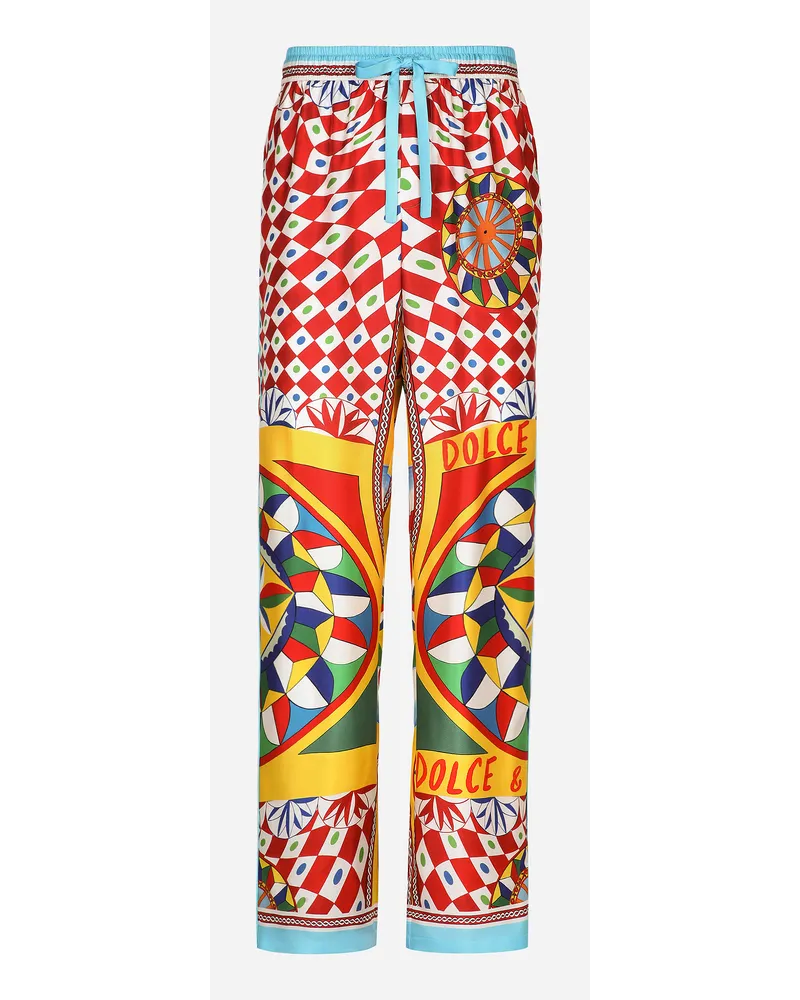 Dolce & Gabbana Pantalone Jogging Twill Seta Stampa Carretto - Uomo Pantaloni E Shorts Stampa Carretto Seta Carretto