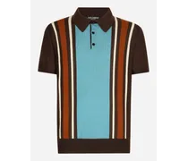 Polo In Cashmere E Seta Con Intarsio Righe - Uomo Maglieria Multicolore