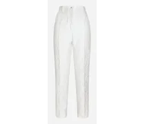 Pantaloni In Broccato - Donna Pantaloni E Shorts Bianco Tessuto