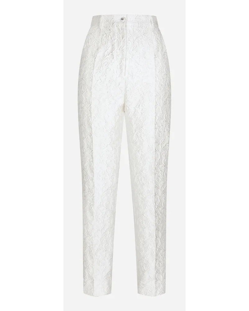 Dolce & Gabbana Pantaloni In Broccato - Donna Pantaloni E Shorts Bianco Tessuto Bianco