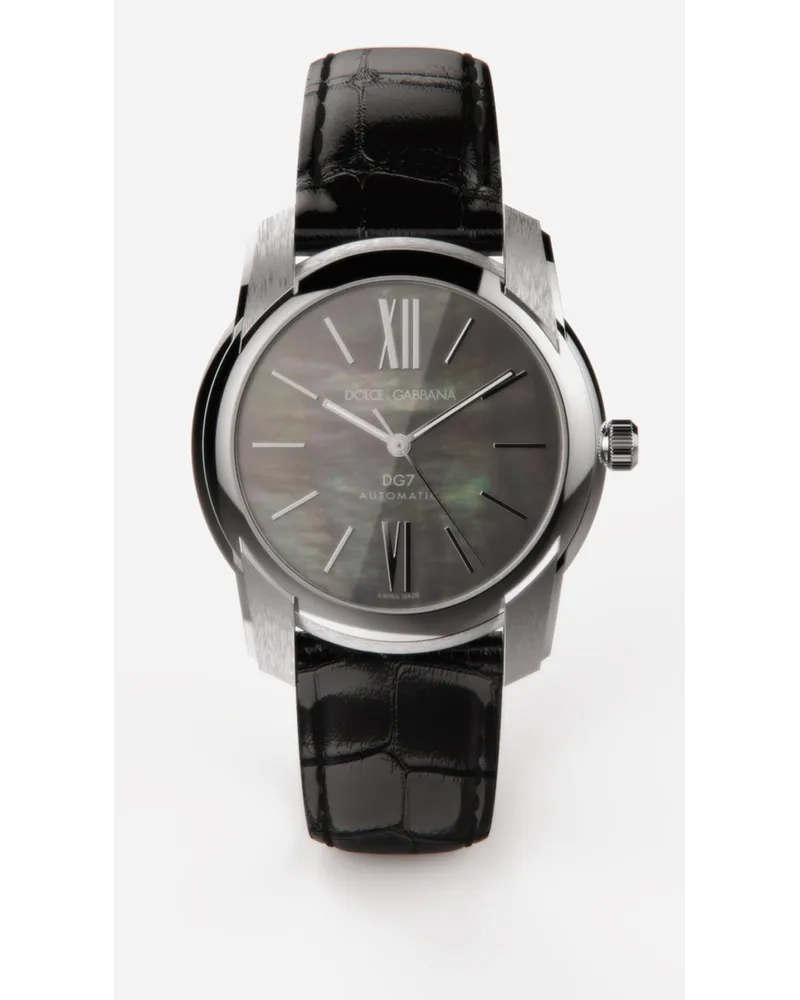 Dolce & Gabbana Dg7 Watch In Steel With Black Mother Of Pearl - Uomo Orologi Nero Nero