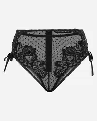 Dolce & Gabbana Slip Vita Alta In Pizzo - Donna Intimo Nero Tessuto Nero