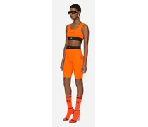 Ciclista In Jersey Indemagliabile Con Banda Elastica - Donna Pantaloni E Shorts Arancione Tessuto