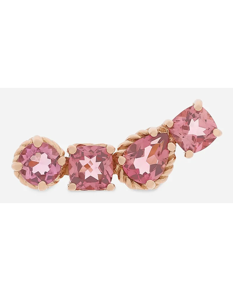 Dolce & Gabbana Orecchino Singolo In Oro Rosso 18kt Con Tormaline Rosa - Donna Orecchini Rosso Oro Rosso