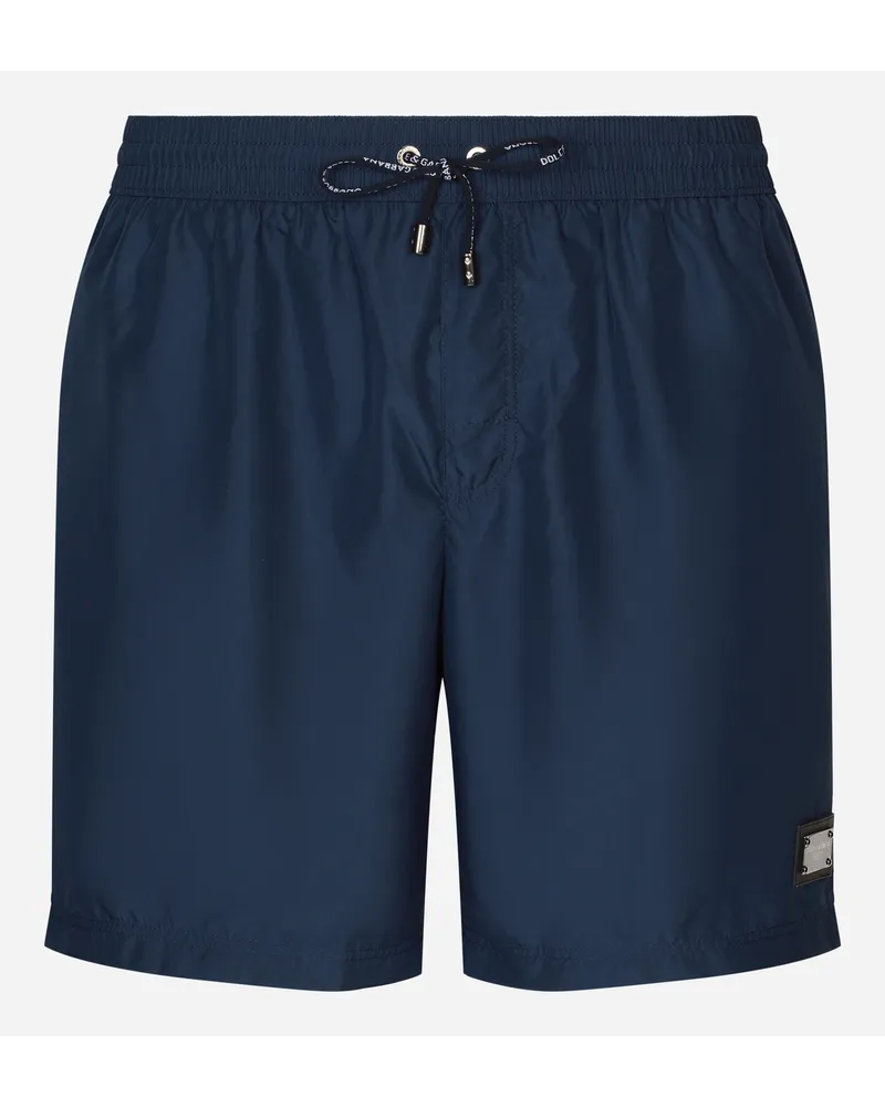 Dolce & Gabbana Boxer Lungo - Uomo Beachwear Blu Tessuto Blu
